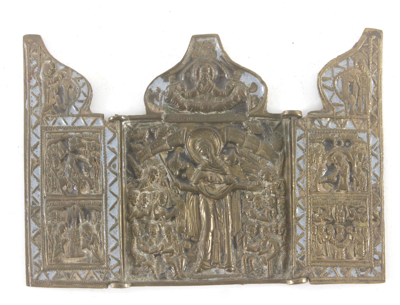 A 19th century Russian carriage bronze triptych icon (1 of 1)