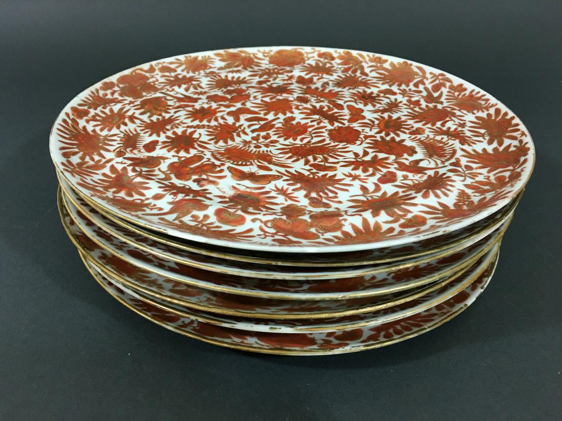 OLD Chinese Sacred Birds Dinner plates (7 pieces), 19th: OLD Chinese Sacred Birds Dinner plates (7 pieces), 19th century. 10" diameter
