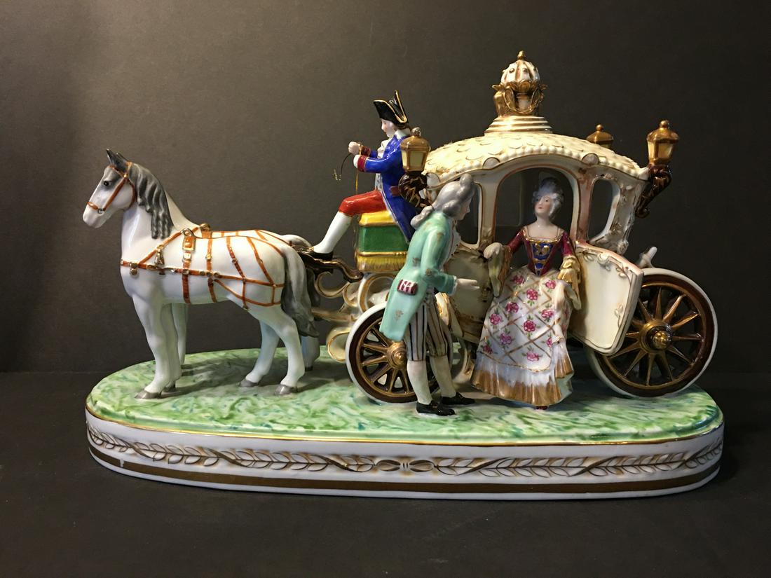 Antique Dresden Irish Porcelain Princess Coach Carriage (1 of 10)