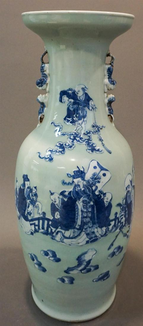 ANTIQUE Large Chinese Blue and White Vase with (1 of 6)