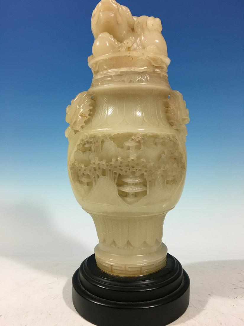 Chinese Large Soapstone Vase with Foo dog and Carvings, (1 of 10)