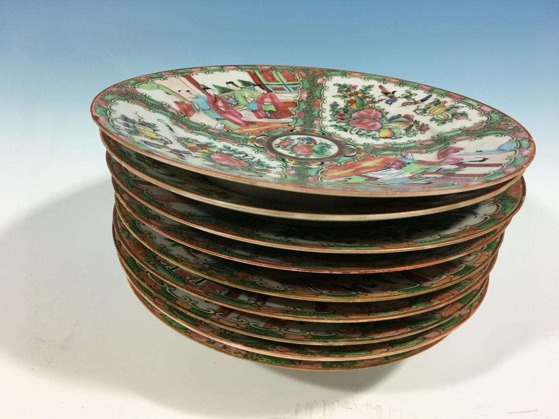 Old Chinese Rose Medallioin Plates, 19th Century (1 of 3)