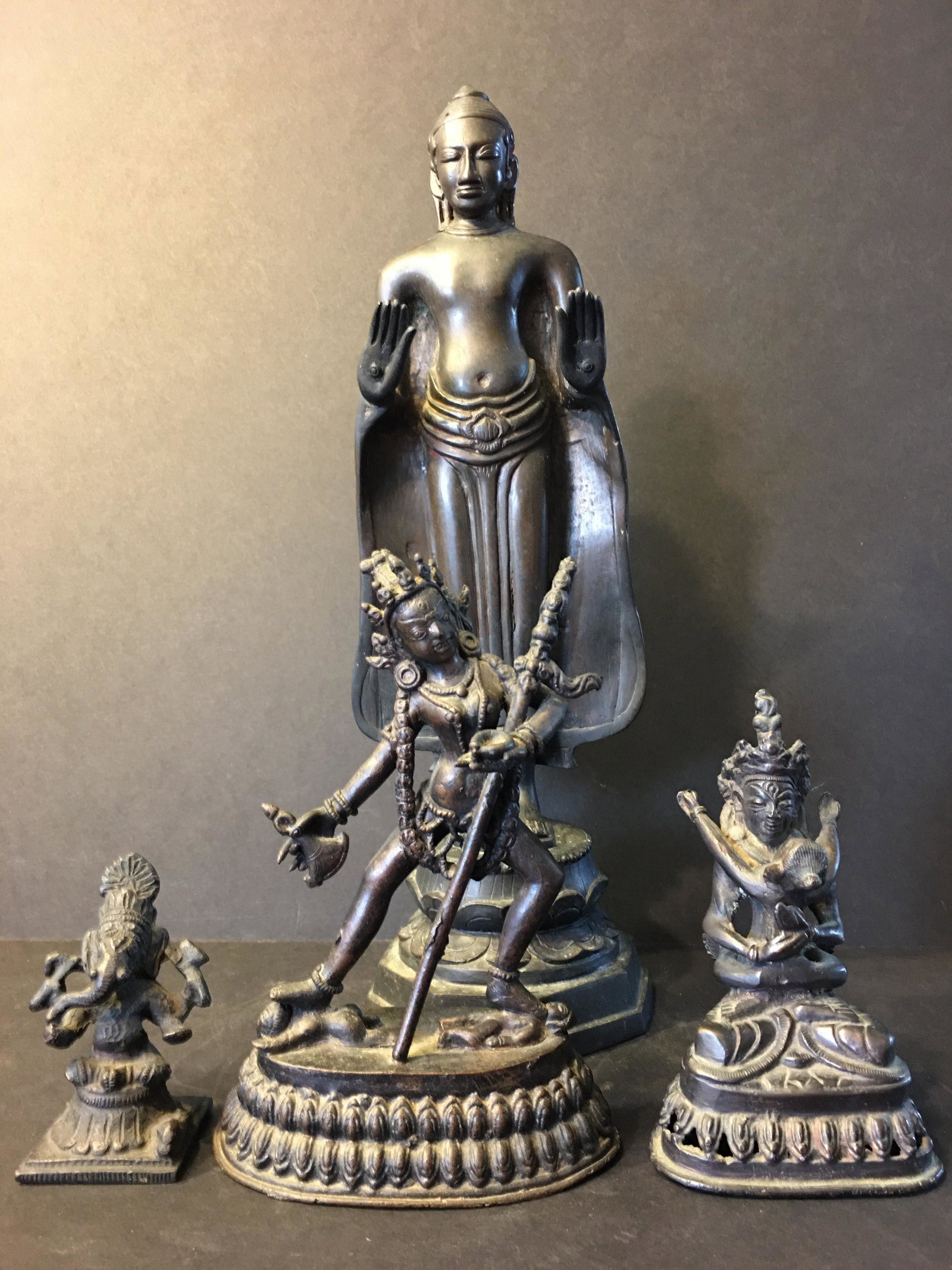 Four Old Himalayia Bronze Buddha (1 of 10)