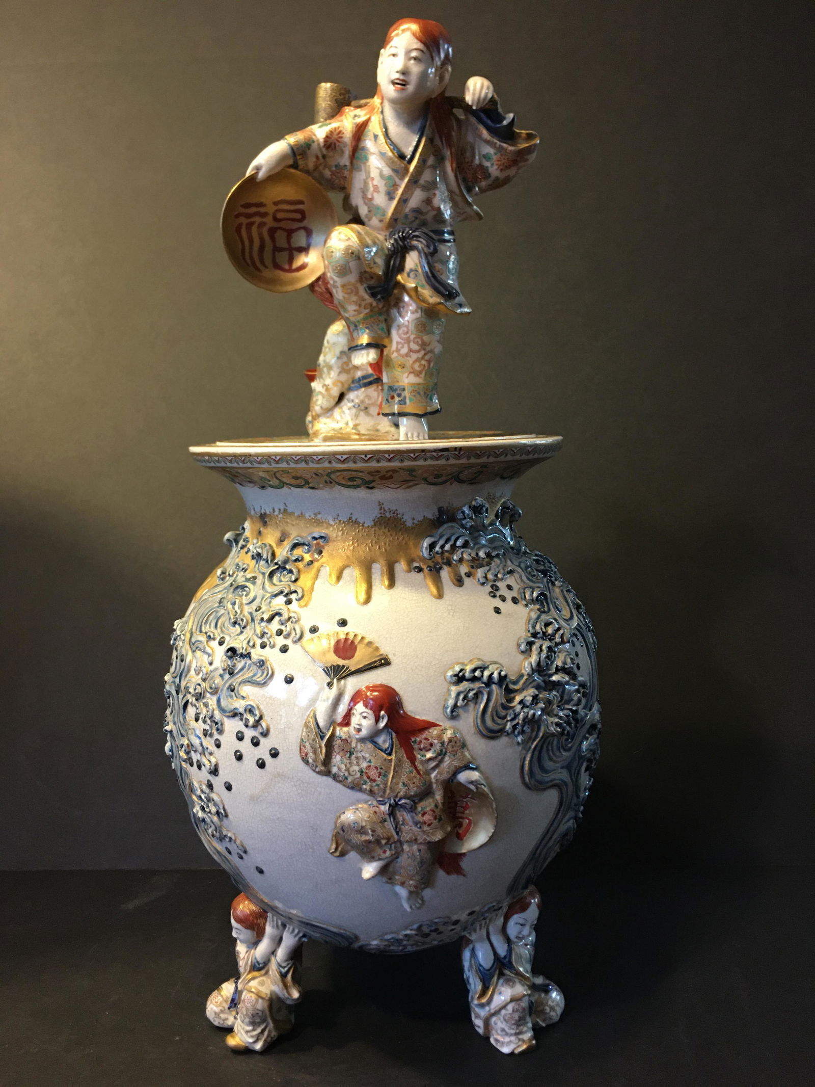 Antique Large Japanese Imperial Satsuma Censer, Meiji period (1 of 10)