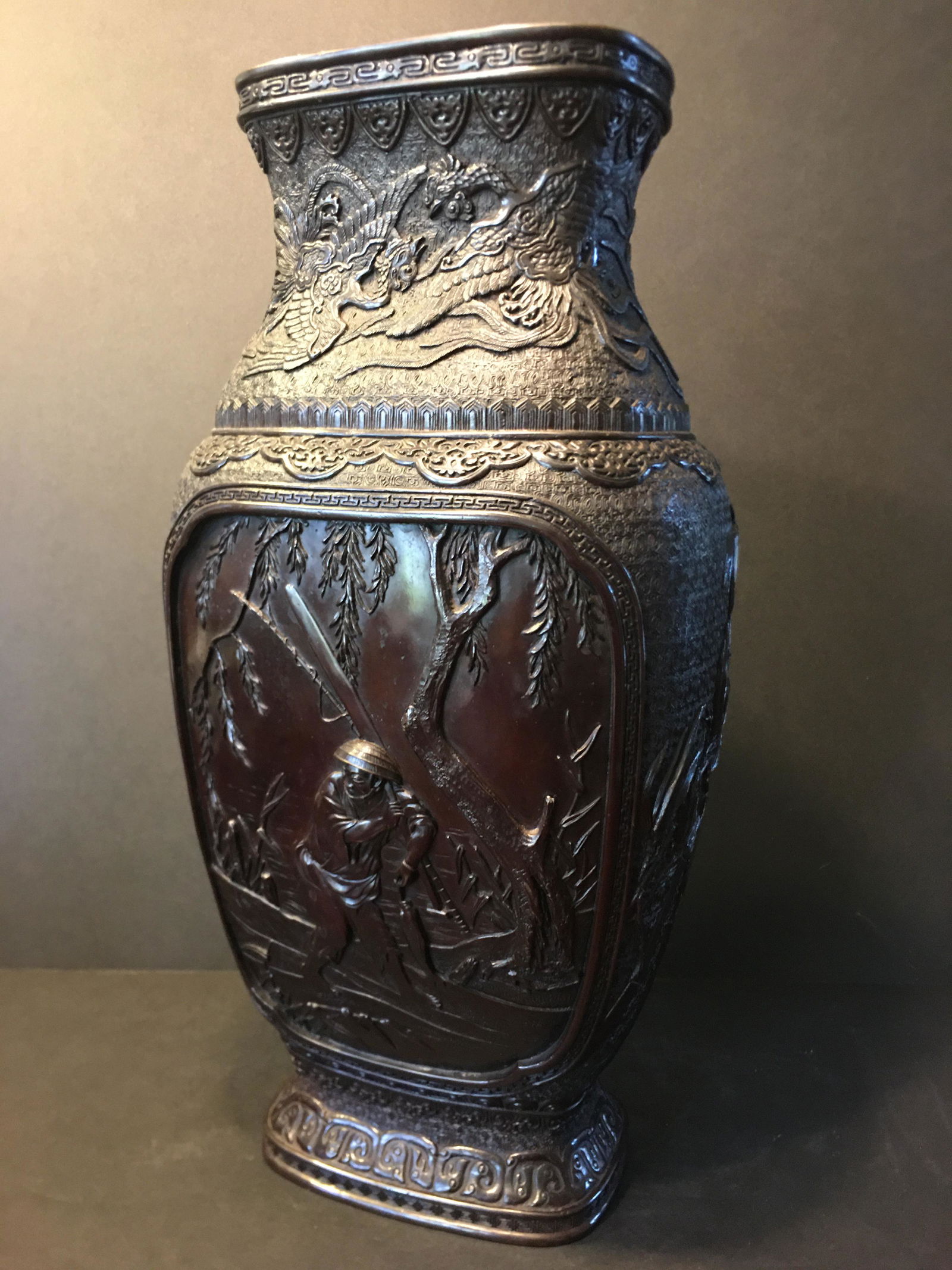 Antique Huge Japanese Bronze Vase, by Izumi Seijo, Meiji period (1 of 10)