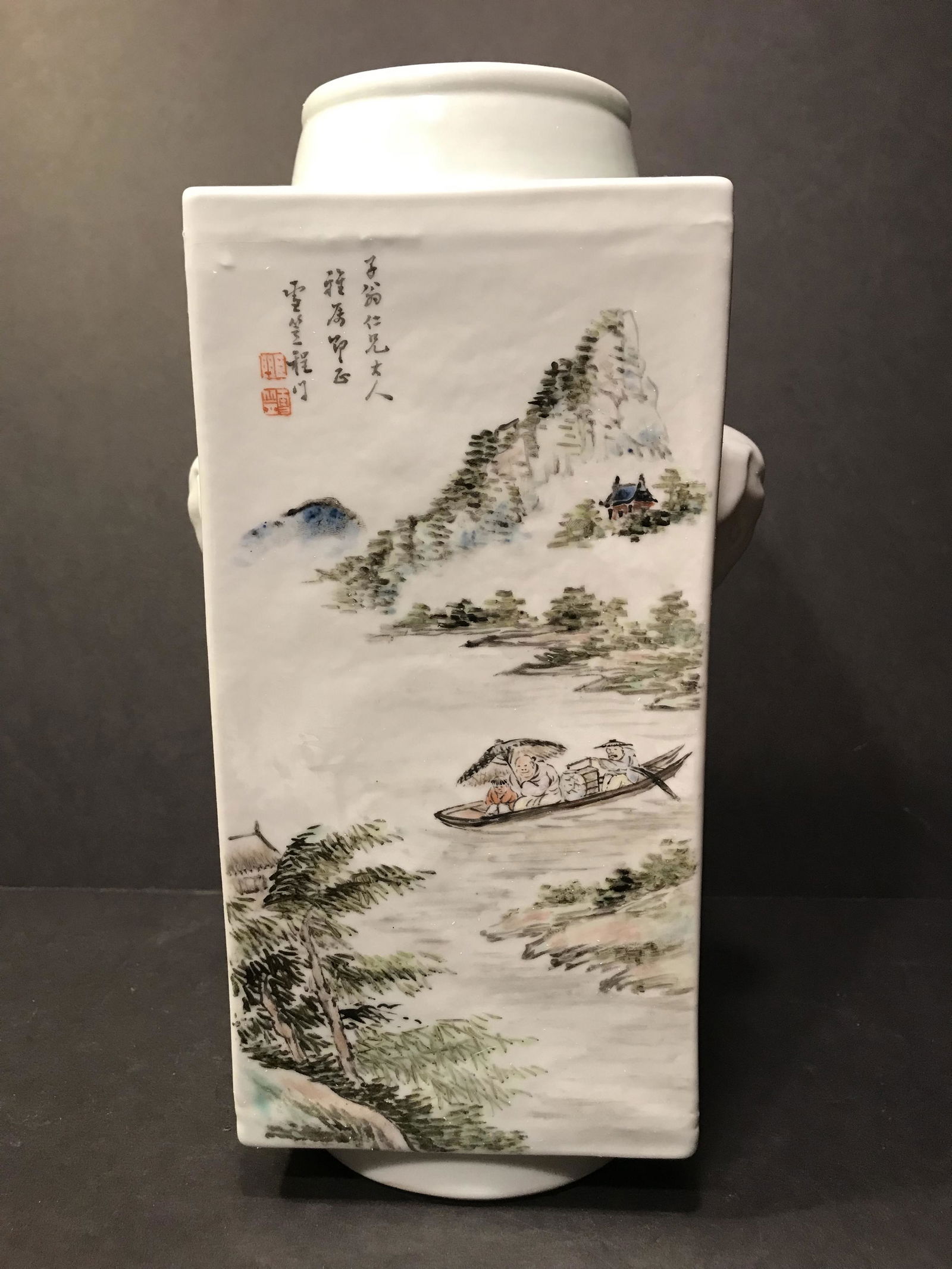 Fine Chinese Famille Rose Elephant Ear Vase by Cheng Men, Late Qing, 12 1/4" (1 of 10)