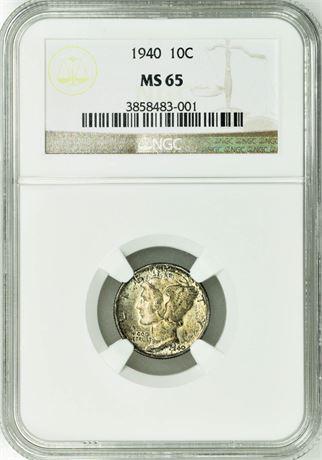 1940 Mercury Dime NGC MS-65 (1 of 3)