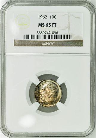 1962 Roosevelt Dime NGC MS-65 FT (1 of 3)