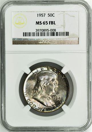 1957 Franklin Half Dollar NGC MS-65 FBL (1 of 4)
