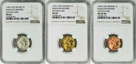 Set of 3. 1961 CSA Bashlow Re-Strike Cents NGC (1 of 3)