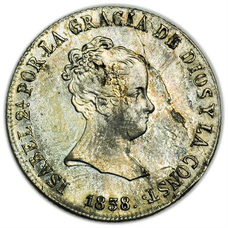 SPAIN KM#519.3 Isabel II. 1838 DR Four Reales (1 of 2)