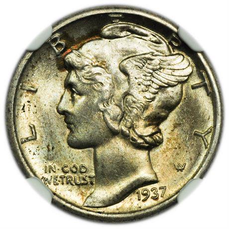 1937 Mercury Dime NGC MS-65 (1 of 4)