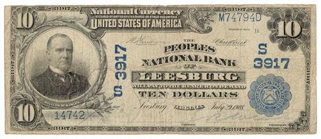 Ch.3917 1908 $10 People's National Bank of Leesburg, VA (1 of 2)