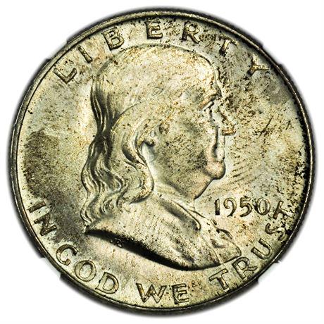 1950-D Franklin Half Dollar NGC MS-65 FBL (1 of 3)
