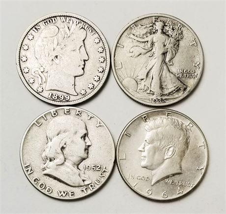 Lot of 4 Silver Half Dollar Type Set (1 of 2)