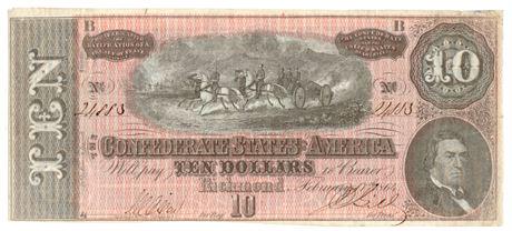 Type 68 1864 Ten Dollar Confederate Note (1 of 2)
