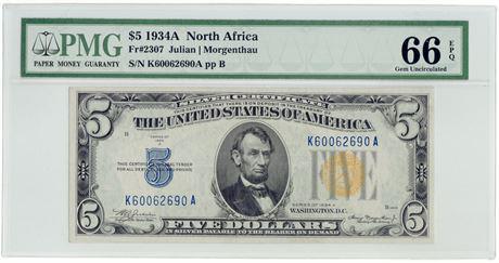 Fr.2307 1934A $5 North Africa Emergency Silver (1 of 3)