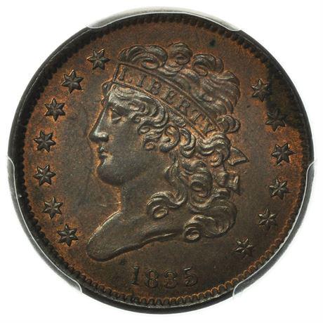 1835 Classic Head Half Cent PCGS MS-63 BN (1 of 3)
