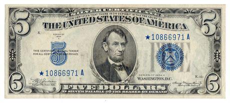 Fr.1651 1934-A $5 Silver Certificate Star Note (1 of 2)