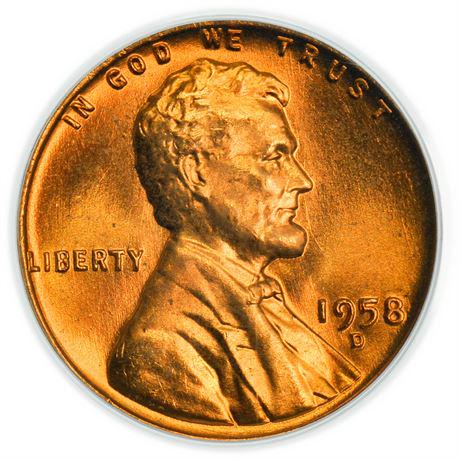1958-D Lincoln Wheat Cent PCGS MS-65 RD (1 of 3)