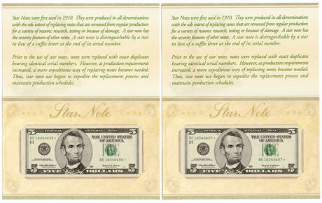 2 Consecutive 1999 $5 Star Federal Reserve Notes (1 of 3)