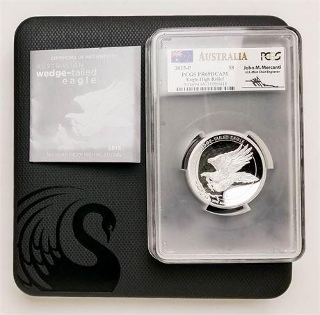 AUSTRALIA. 2015-P Silver Eight Dollar Eagle High Relief (1 of 3)