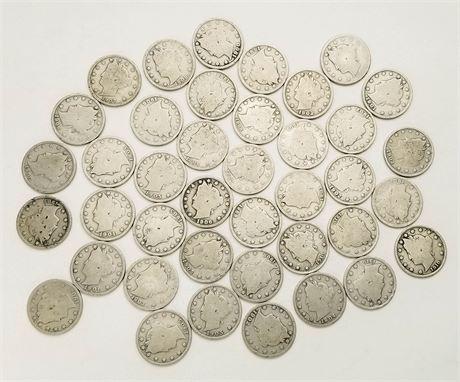 Roll of 40 Circulated Liberty V Nickels with Various (1 of 2)
