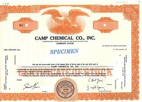 1946 Camp Chemical Company Inc. Specimen (1 of 2)