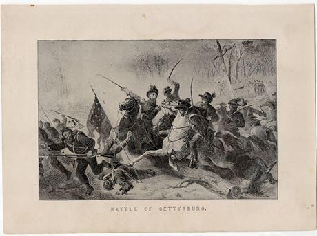 Print of Battle of Gettysburg Vintage Steel Engraving (1 of 2)