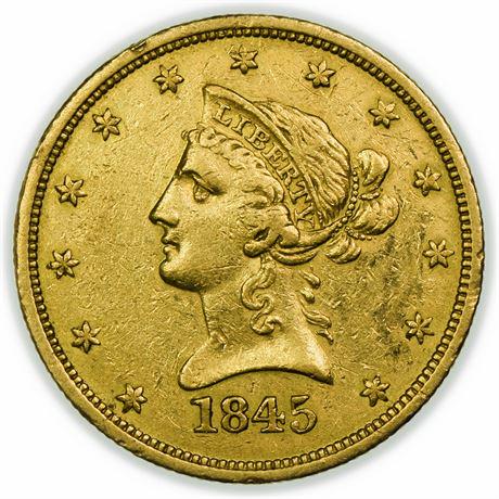 1845-O Repunched Date $10 Liberty Head Gold Eagle (1 of 3)