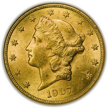 1907-S $20 Liberty Head Gold Double Eagle NGC MS-61 (1 of 3)