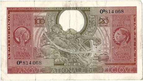BELGIUM. P#123 1943 100 Francs: BELGIUM. P#123 1943 100 Francs Estimate: $25