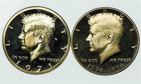 Group of 2 Proof Kennedy Half Dollars 1971-S and 1976-S (1 of 2)