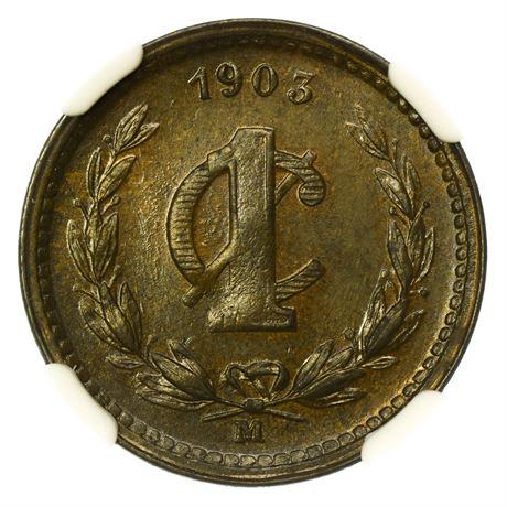 MEXICO. 1903-M One Cent NGC MS-63 BN (1 of 3)