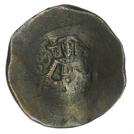 BYZANTINE EMPIRE. 1185- 1195 AD Isaac II Angelus AE: BYZANTINE EMPIRE. 1185- 1195 AD Isaac II Angelus AE Trachy Estimate: $30