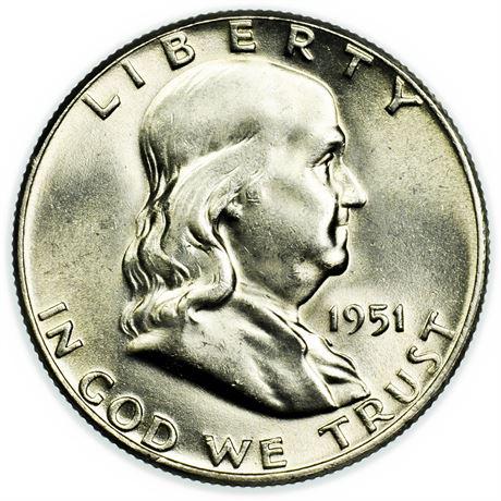 1951 Franklin Half Dollar FBL (1 of 2)