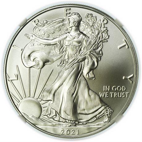 2021 Silver Eagle Heraldic Eagle Type 1 NGC MS-70 First (1 of 3)