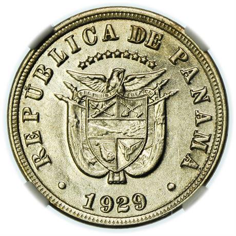 PANAMA. 1929 Five Centesimos NGC MS-61 (1 of 3)