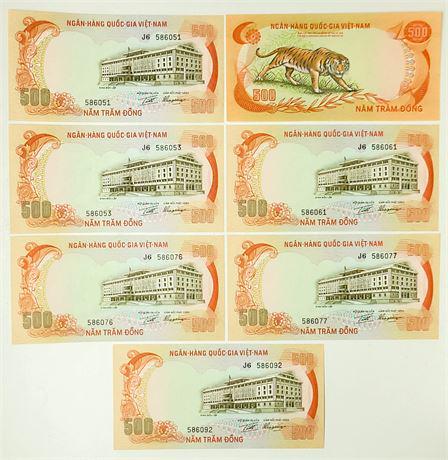 Group of 7 SOUTH VIETNAM. P#33a ND (1972) 500 Dong (1 of 2)