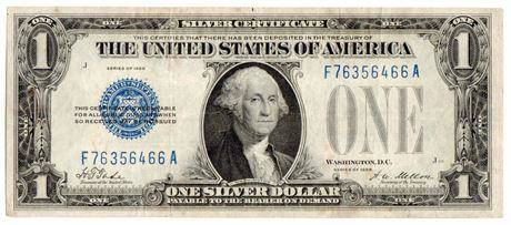 Fr.1600 1928 $1 Silver Certificate: Fr.1600 1928 $1 Silver CertificateEstimate: $40