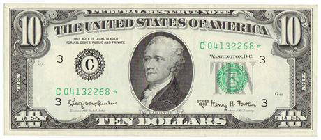 Fr.2017 C* 1963-A $10 Federal Reserve Star Note: Fr.2017 C* 1963-A $10 Federal Reserve Star NoteEstimate: $30