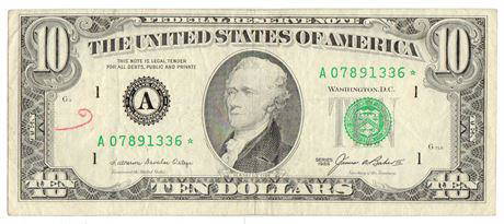 Fr.2027 A* 1985 $10 Federal Reserve Star Note: Fr.2027 A* 1985 $10 Federal Reserve Star NoteEstimate: $20