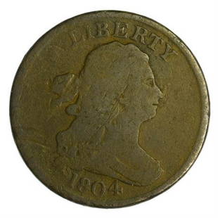 1804 Draped Bust Half Cent Crosslet 4: 1804 Draped Bust Half Cent Crosslet 4Estimate: $225