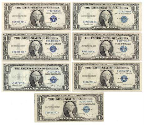 Group of 7 1935 $1 Silver Certificates (1 of 2)