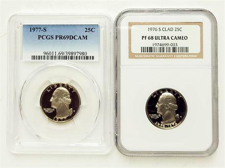 Two Coin Lot. 1976-S & 1977-S Clad Proof Washington Quarters (1 of 3)