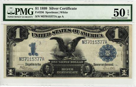 Fr.236 1899 $1 Silver Certificate Speelman | White PMG AU-50 EPQ #1193340-008 (1 of 2)