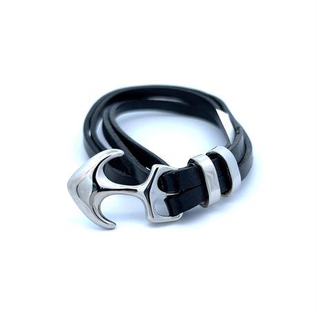 Men's Anchor Leather Wrap Bracelet with Stainless Steel Anchor New Without Tags (1 of 5)