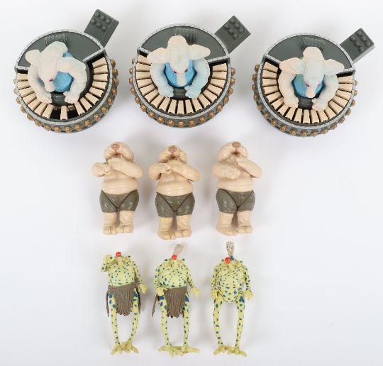 Loose Vintage Star Wars Return Of The Jedi three Sy: Loose Vintage Star Wars Return Of The Jedi three Sy Snootles and the Rebo Band Action Figure Sets, 3 ¾ inches, 3 x Droopy McCools, missing flutes 3 x Max Rebo with Max Rebo Organs (one organ miss