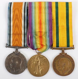 WW1 Territorial Force War Medal Set of Three Montgomeryshire Yeomanry: WW1 Territorial Force War Medal Set of Three Montgomeryshire Yeomanry, consisting of British War and Victory medal “1854 PTE H ROBERTS MONTGOM YEO” and George V Territorial Force War