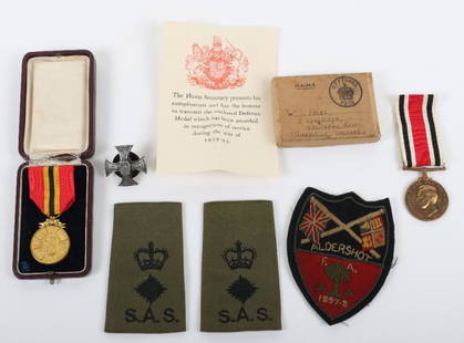 George VI Special Constabulary Medal,: George VI Special Constabulary Medal, awarded to “RICHARD PRICE”, housed in forwarding box for Defence medal with award slip; Belgium medal 1865-1905 in a case; Latvian? Regimental breast